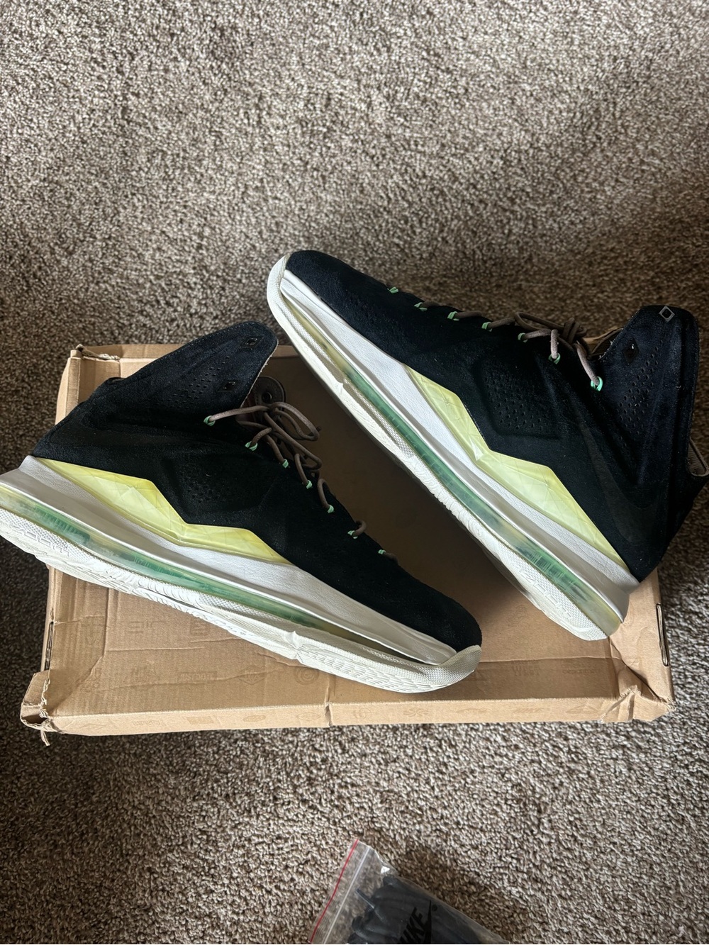 Men's Black High-Top Sneakers with Lime Accents